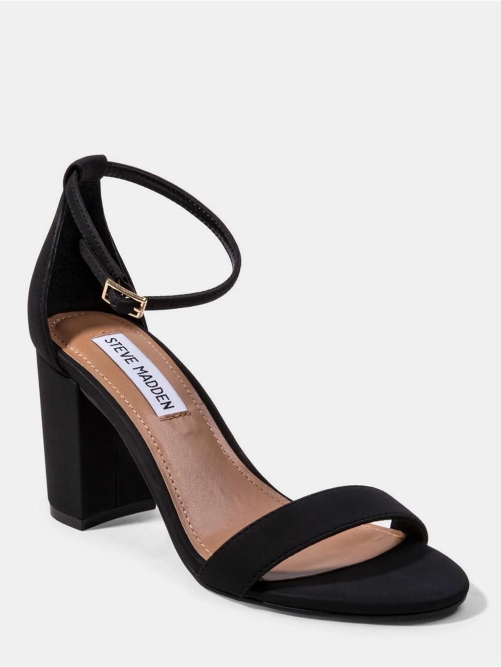 Steve Madden Black Ankle-Strap Block Heel Dylann Sandals